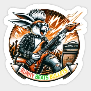 Rockstar Rabbit Bunny Beats Bullets, Epic Guitar Solos Sticker